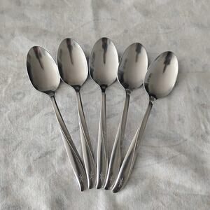 Set of 5 Oneida Community Twin Star Teaspoons 6 1/8" Atomic Starburst Stainless